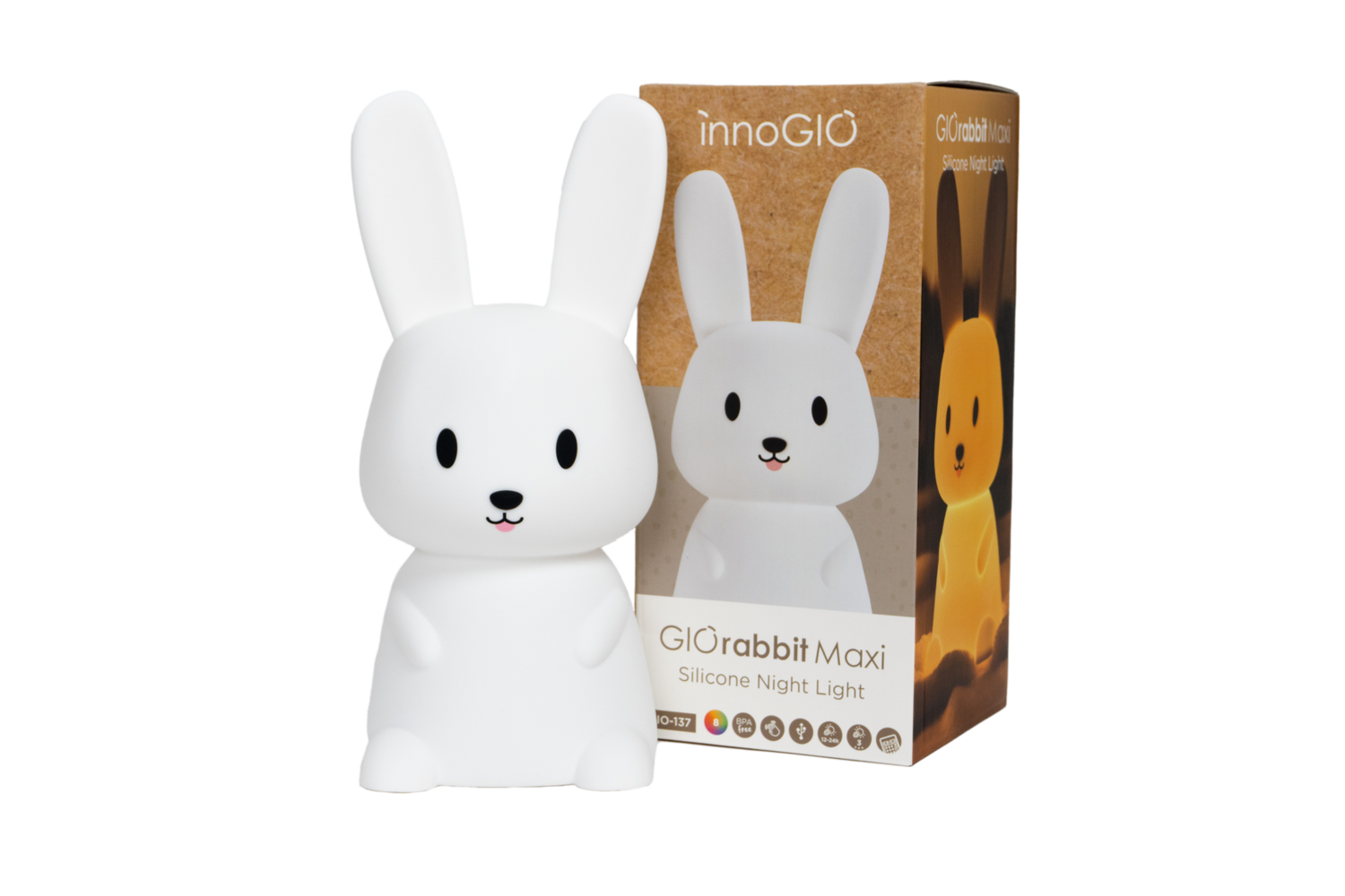 Silicone night lamp for children, large rabbit GIOrabbit Maxi GIO-137